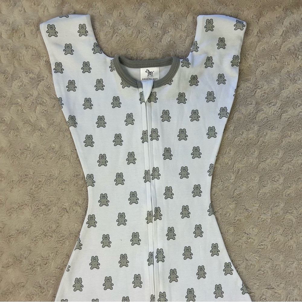 Amazing Baby Transitional Swaddle Sleep Sack Size 0-3 Months Teddy Bear Print